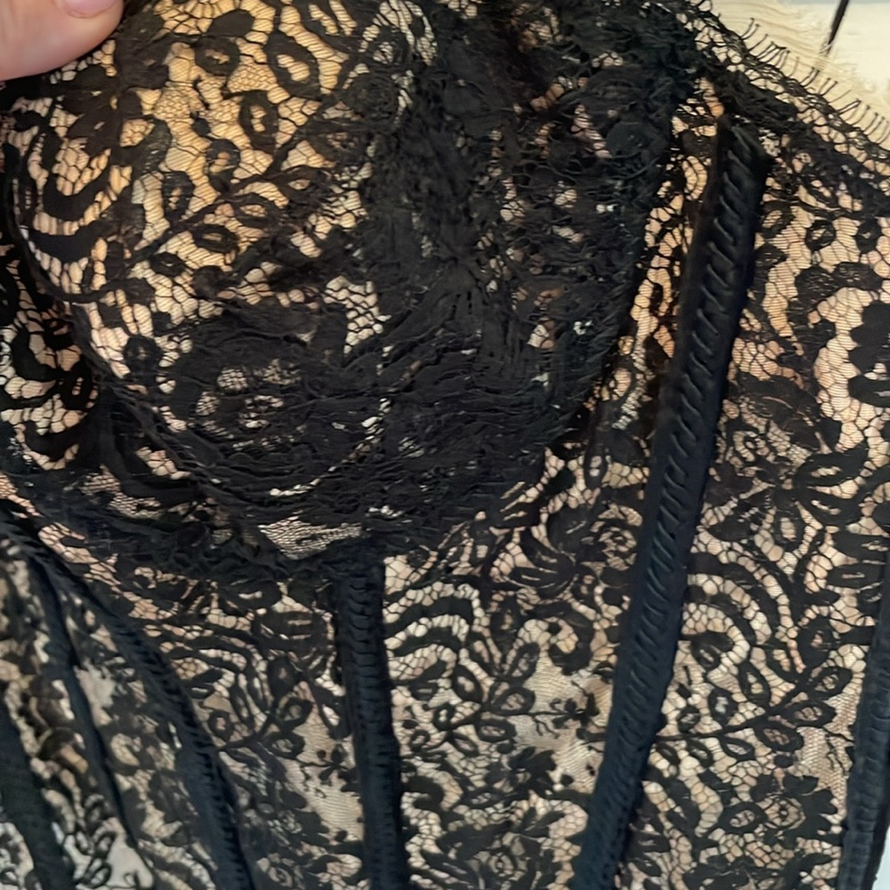 NWT Elie Tahari  Bustier Lace black/beige lining cotton nylon,elastine size L - Picture 7 of 17